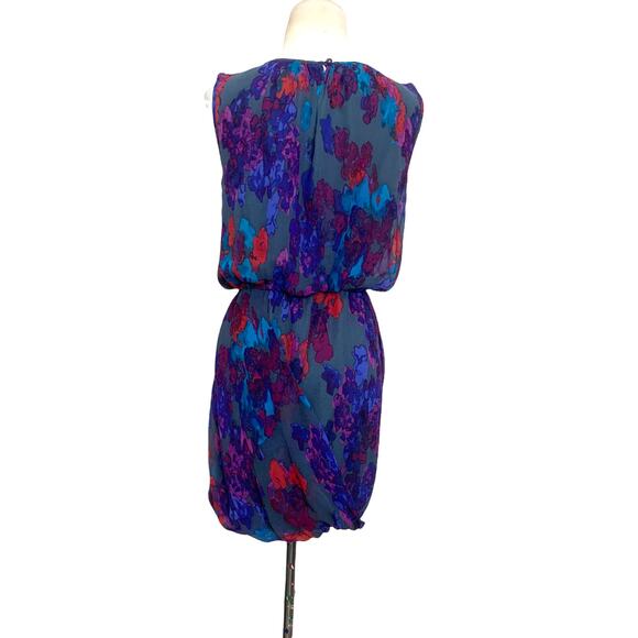 Tibi silk blue abstract print draped sleeveless dress size 2 - Picture 2 of 11